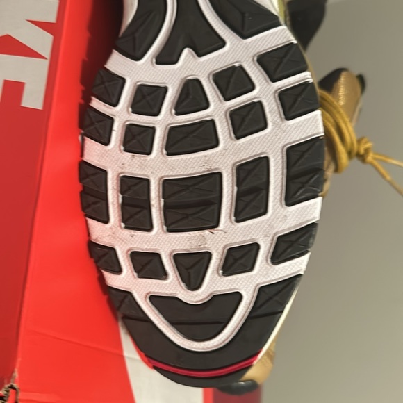 Nike Air Max 97 Quick Strike.Gold with red swoosh worn maybe 2-3 times looks new - Picture 8 of 10